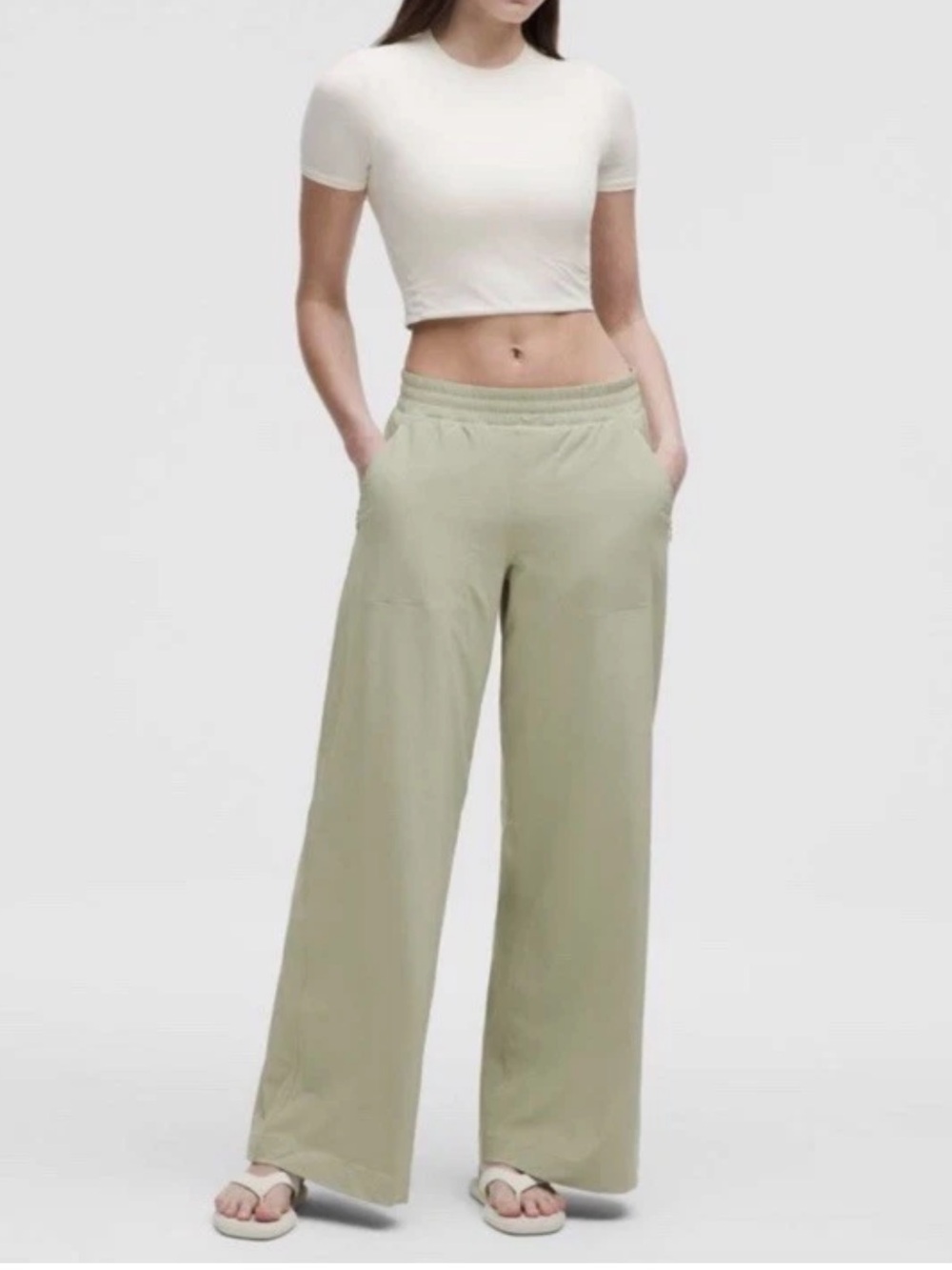 Lululemon Palm Court Sage Swift Mid-Rise Wide Leg Lounge Pants Size 10